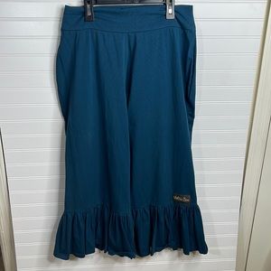 Matilda Jane Womens Size L Enchanted Garden Beaufort Big Ruffle Pants Blue